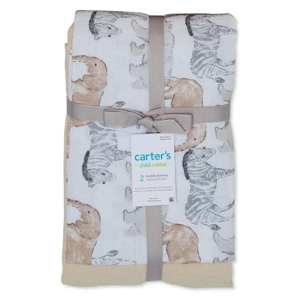 NWT Carter’s Child of Mine Infant Safari Swaddle, 2 Pack